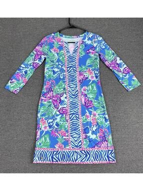 Lilly Pulitzer UPF 50+ Nadine Dress Chilly Lilly Isle Be Back Butterfly Size XS